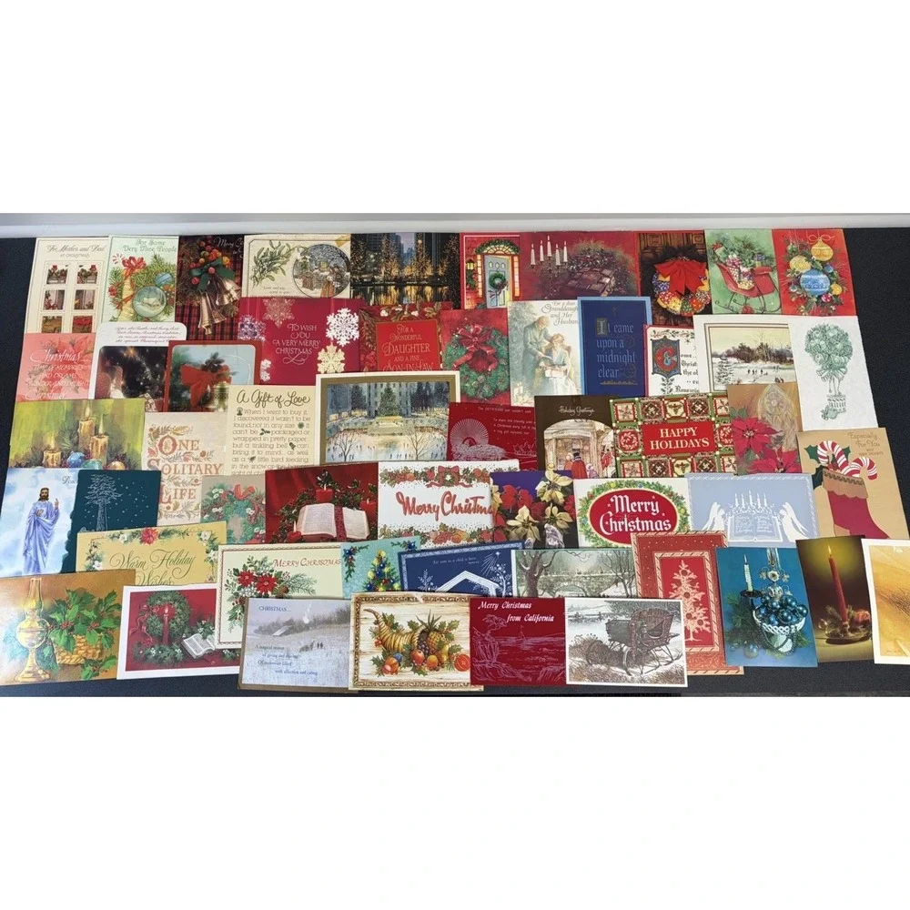 Vintage Christmas Cards Fronts ONLY Traditional Scrapbooking Decoupage Lot 50+